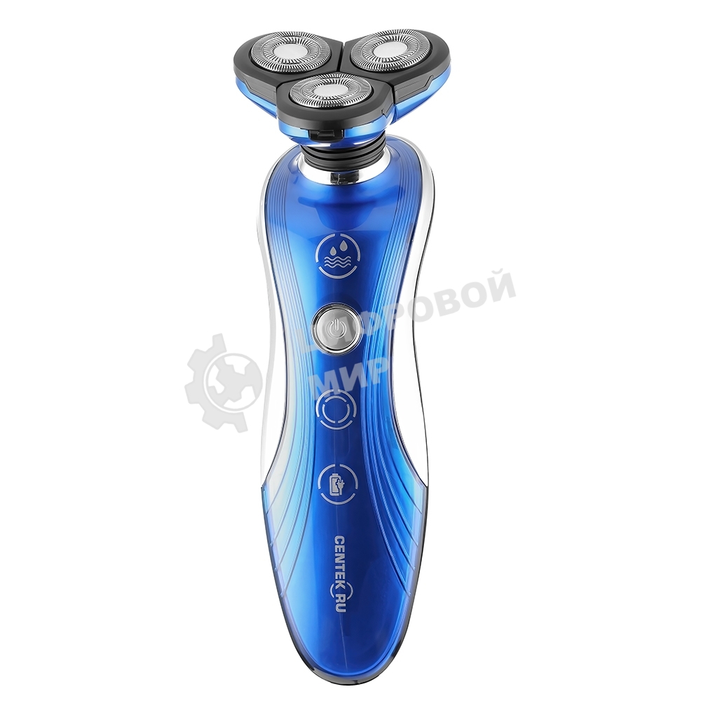Электробритва Centek CT-2170 (синий) ротор 3D, влажное бритье, 3 плав.головки, 2-ные лезвия, до 50 мин раб