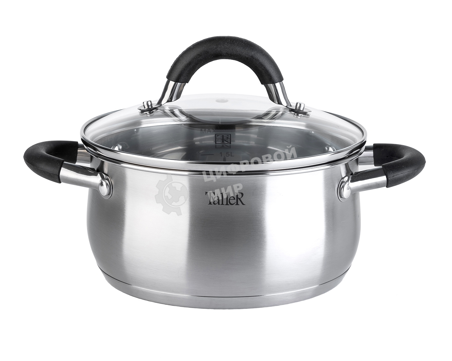 Кастрюля TalleR TR-11044 Шелборн с крышкой, 16,5 см, 2,2 л, нержавеющая сталь 18/10