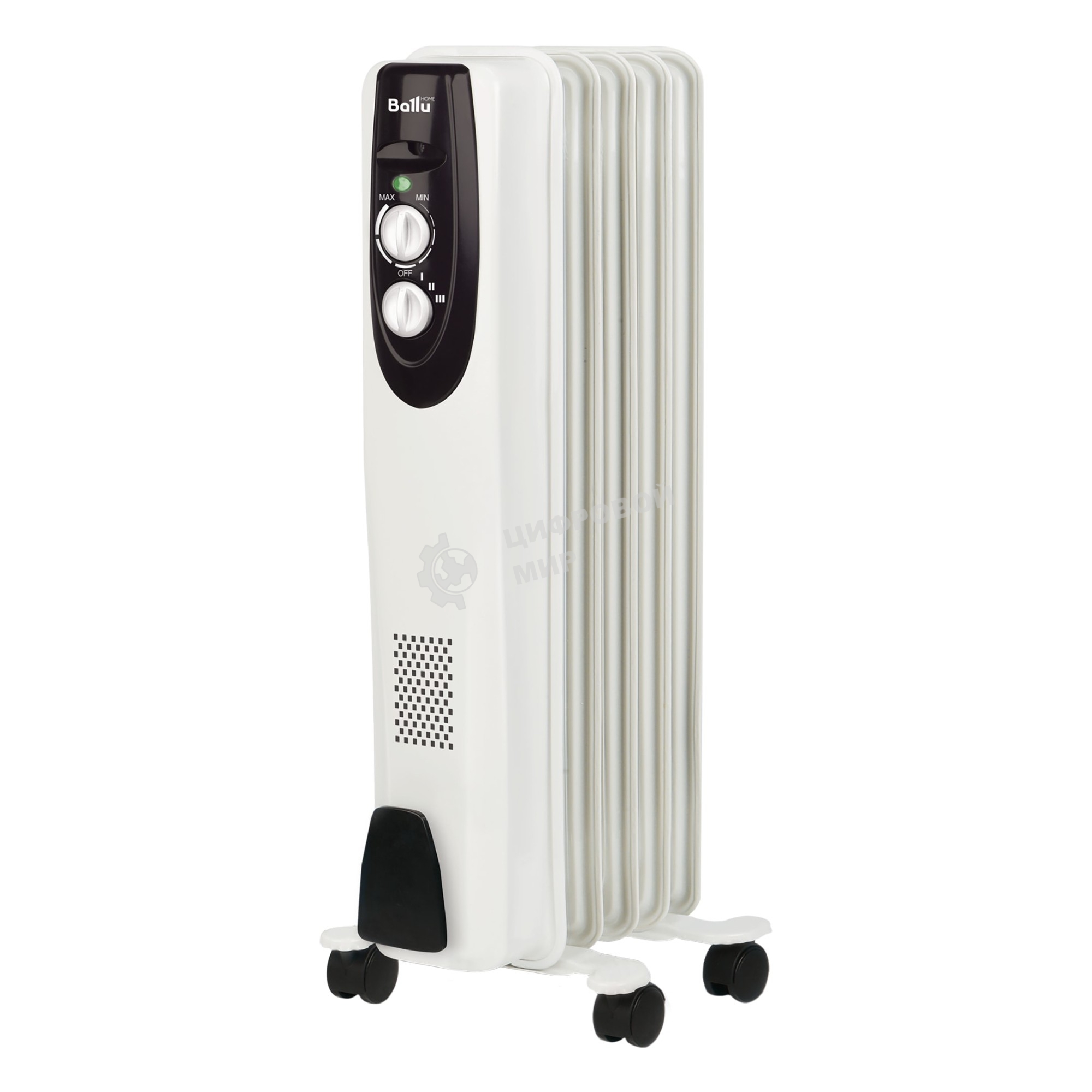 Обогреватель масляный Ballu Classic BOH/CL-05WRN (5 секций), белый, 1000 Вт, 15 м2, термостат