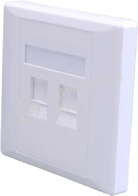 Панель Suprlan 10-0334-1, лицевая со шторкой 80x80, 2xKeystone ABS пластик, белый