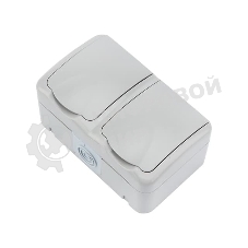 Блок горизонтальный 2 розетки (керамика) Mini OG IP54 с заземлением, о/у, серый Kranz