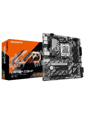 Материнская плата Gigabyte B850M D3HP, AM5, AMD B850, 4xDDR5, 4xSATA, 2xM.2, 1xPCIe 5.0 x16, 1xPCIe 3.0 x4, 1xHDMI, 2xDP, 1x 1Gb LAN, 3xUSB-A 3.2 Gen 1, 2xUSB-A 2.0, 1xUSB-C 3.2 Gen 1, 3x3.5 мм, 7.1, mATX
