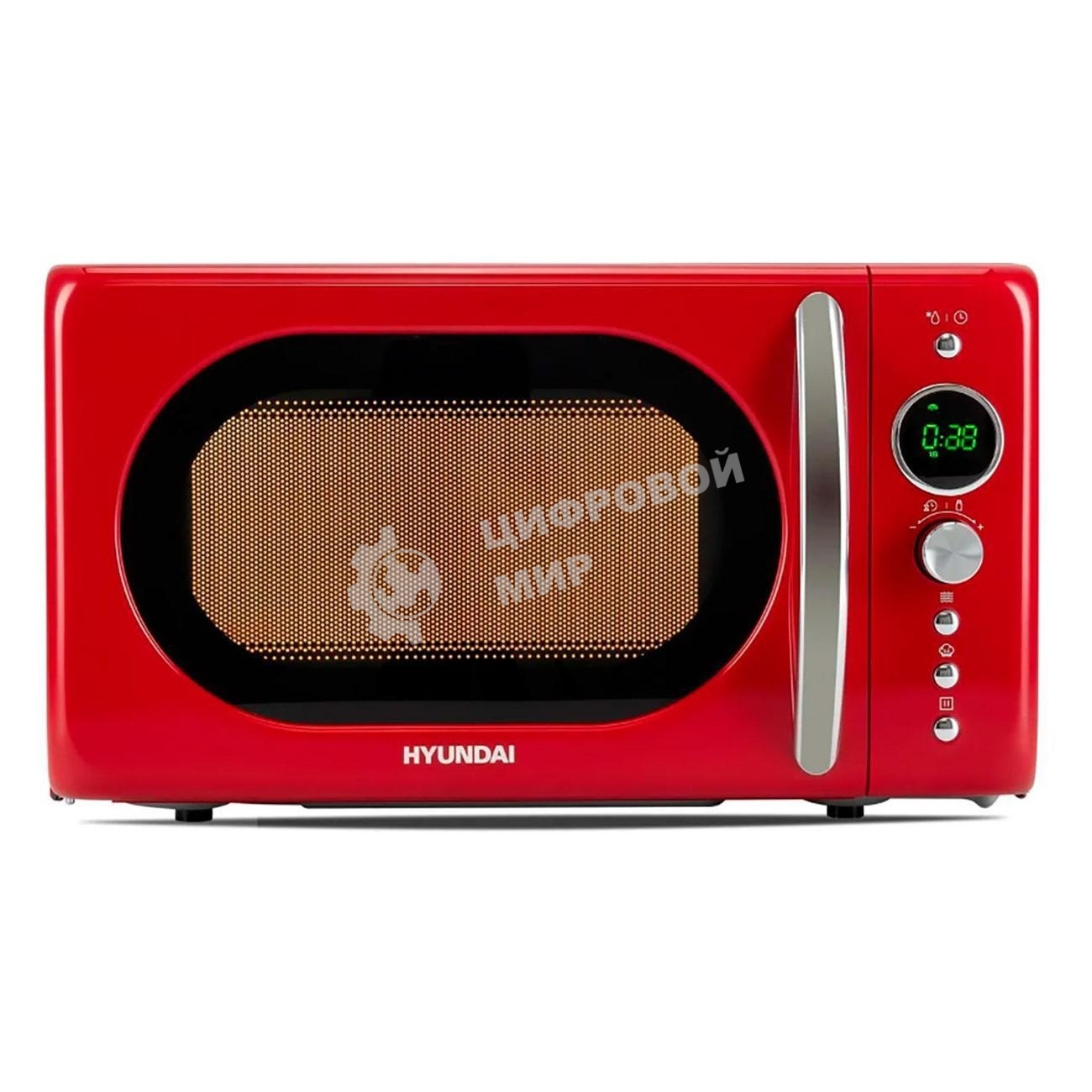 Микроволновая печь Hyundai HYM-D3037 красный, 20 л, 700 Вт, переключатели - кнопки, поворотный механизм