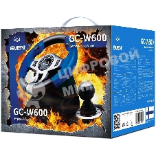 Руль черный SVEN GC-W600 (виброотдача, педали, джойстик, 12 кн., USB)