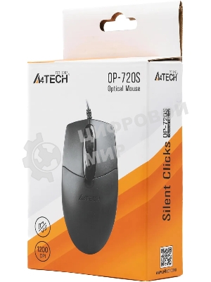 Мышь проводная A4Tech OP-720S черный, 1200 dpi, USB, кнопки - 3