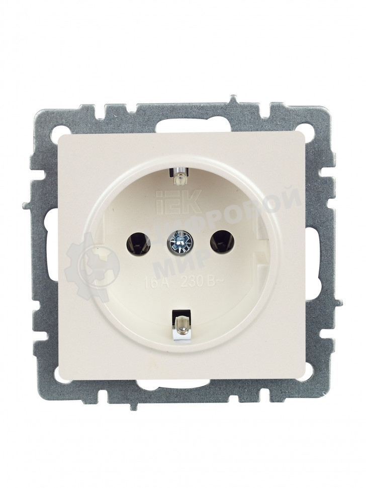 Розетка 1-местная IEK BRITE 16А РС11-1-0-БрЖ с заземлением, без защитных шторок, 16А, жемчуг