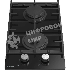 Газовая варочная панель EVELUX HEG 360 BG, Hi-Tech, 30 см, 2 конфорки, газ-контроль, электроподжиг, черный
