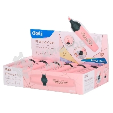 Текстовыделитель Deli EU356-PK Macaron, скошенный пишущий наконечник, 1-5мм, розовый пастельный