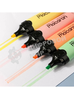 Набор текстовыделителей Deli EU356-MT Macaron, скошенный пишущий наконечник, 4 цвета,