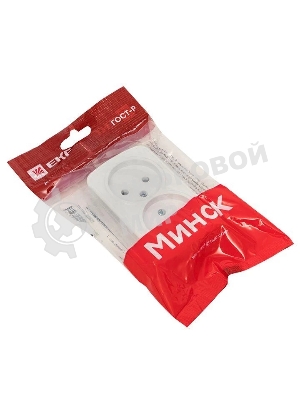 Розетка EKF EGR10-102-10 2-я, б/з, 10А, ОП Basic Минск белый