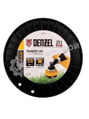 Леска для триммера Denzel квадрат, 2,0мм х 251м, на DIN катушке FLEX CORD