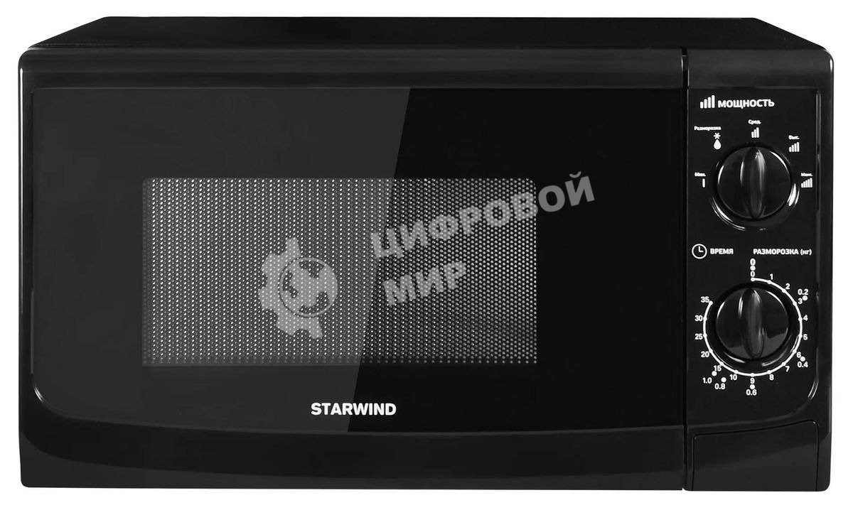 Микроволновая печь Starwind SWM5720 черный, 20 л, 700 Вт, переключатели - поворотный механизм