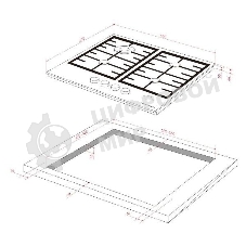 Варочная поверхность Kuppersberg FG 68 B газ, High-Tech, 60 см, автоматический электроподжиг, газ-контроль, форсунки под сжиженый газ, механическое/сенсорное управление, таймер, блокировка панели управления, подсветка панели управления, SABAF конфорки, чугунные решетки, цвет черный, цвет фурнитуры черно-серебристый
