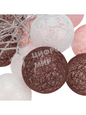 Тайские фонарики Neon-night Вельвет 3,5 м, 20 LED, прозрачный ПВХ, теплый белый, питание USB