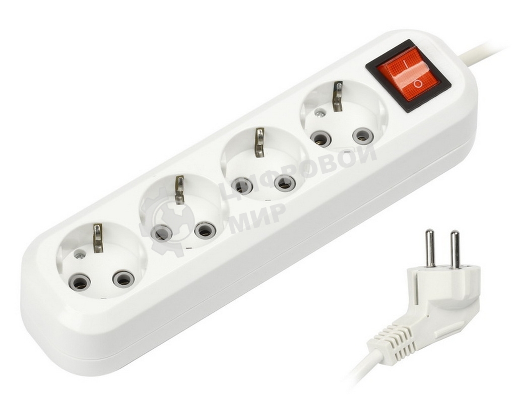 Удлинитель Smartbuy (SBE-16-4-03-ZS) 4 гнз х 3,0 м (16А/3.5 кВт, ПВС 3х1.0)