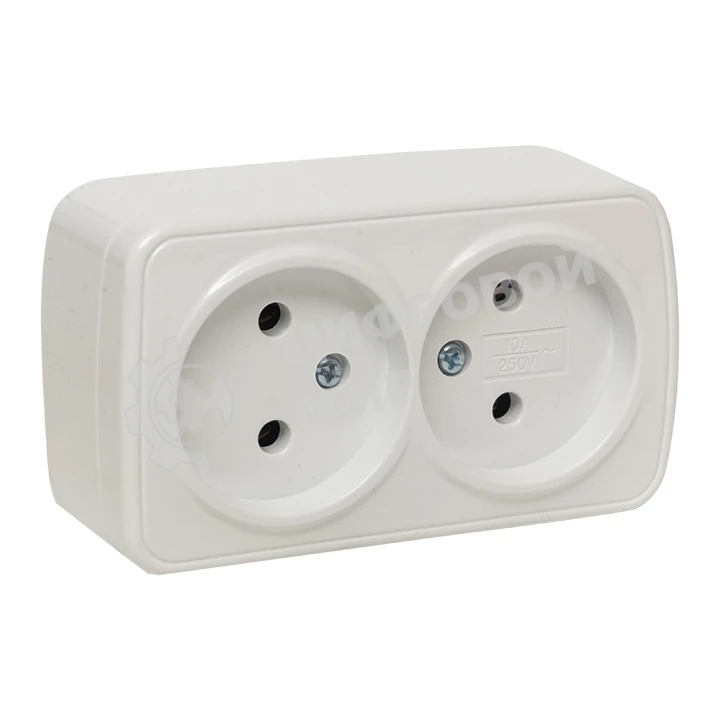 Розетка EKF EGR10-102-10 2-я, б/з, 10А, ОП Basic Минск белый