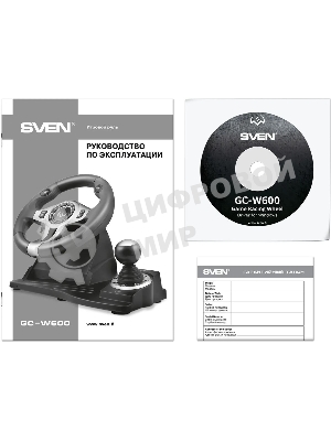 Руль черный SVEN GC-W600 (виброотдача, педали, джойстик, 12 кн., USB)