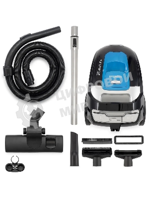 Пылесос Hyundai HYV-C2530 черный/синий, 400/2200 Вт, уборка сухая, пылесборник контейнер, 1.7 л