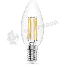 Лампа светодиодная филаментная Gauss Filament 12Вт цок.:E14 свеча св.свеч.бел.нейт. (упак.:10шт)