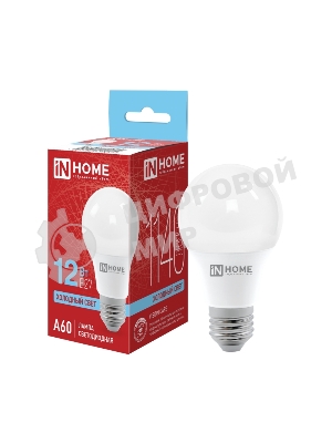 Лампа светодиодная LED-A60-VC 12Вт 230В E27 6500К IN HOME 4690612020259