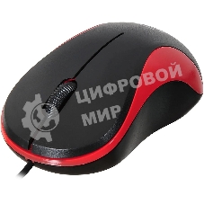 Мышь проводная Oklick 115S черный/красный, 1200 dpi, USB, кнопки - 3