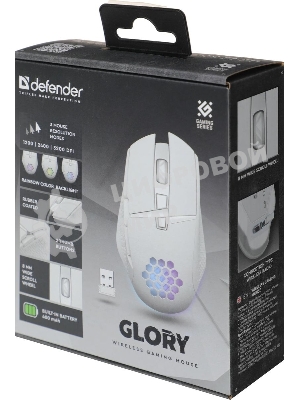 Мышь беспроводная Defender Glory GM-514 белый, 3200 dpi, радиоканал, USB, кнопки - 7
