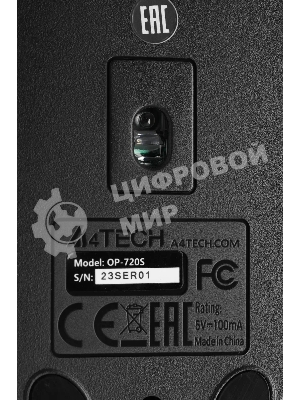 Мышь проводная A4Tech OP-720S черный, 1200 dpi, USB, кнопки - 3