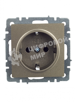 Розетка 1-местная IEK BRITE РС11-1-0-БрШ (BR-R11-16-K37) с заземлением, без защитных шторок, 16А, шампань