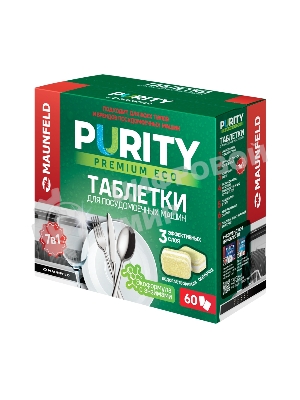 Таблетки для посудомоечных машин Maunfeld Purity Premium ECO all in 1 MDT60PE (60 шт. в упаковке)