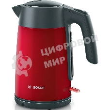 Чайник электрический Bosch TWK7L464 1.7 л, 2400 Вт., нерж.сталь, покрытая эмалью, красный, шкала уровня воды