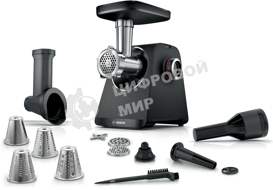 Мясорубка электрическая Bosch MFWS640B черный, 2100 Вт, 3.5 кг/мин, реверс, насадки - 9