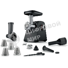 Мясорубка электрическая Bosch MFWS640B черный, 2100 Вт, 3.5 кг/мин, реверс, насадки - 9