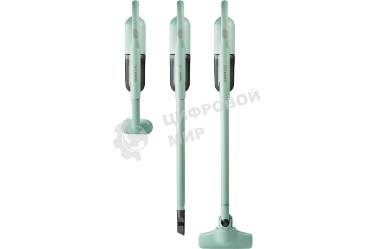 Пылесос вертикальный Galaxy Line GL 6221 мятный, питание от аккумулятора, 130 Вт, уборка сухая, пылесборник 0.3 л, работа от АКБ max - 30 мин