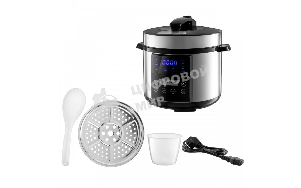 Мультиварка BRAYER BR2400 5 л, 900 Вт, серебристый