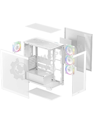 Компьютерный корпус Deepcool CG580 4F V2 WH без БП, боковое окно (панорама), 4x120мм ARGb PWM вентилятора, белый, ATX (R-CG580-WHADA4-G-2)