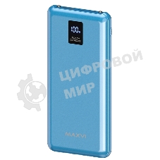 Портативный аккумулятор Maxvi PB10-11 10000 мАч blue 3A, встроенные кабели USB A/Type-C/Lightning