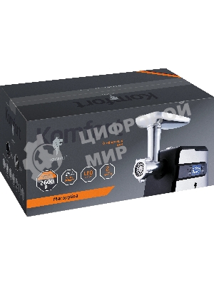 Мясорубка электрическая LEONORD LE-17706 черный, 2600 Вт, 2.0 кг/мин, реверс, металлический лоток, насадки - 5