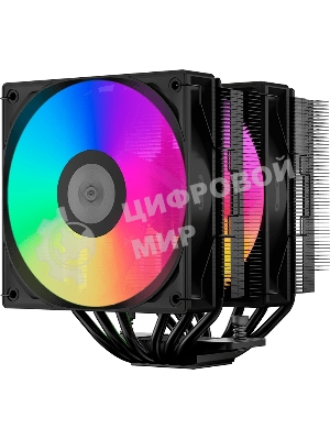 Кулер для процессора/CPU Cooler PCCooler RT620 ARGB BK (250W, 4-pin PWM, 157мм, Al/Cu, 6x6мм, 2x120мм, 73.32CFM, 34.9dBA, 2200RPM, S: 1851/1700/1200/115X, AM5/AM4, черный)