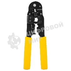 Обжимные клещи Deli DL381008 RJ45 Размер: 205мм. Спецификация обжима: 8P. Холоднокатаный стальной лист с черной отделкой, ручка из ПВХ. Лезвие SK5. Инструмент для зачистки проводов, кусачки и обжимной инструмент 3-в-1.