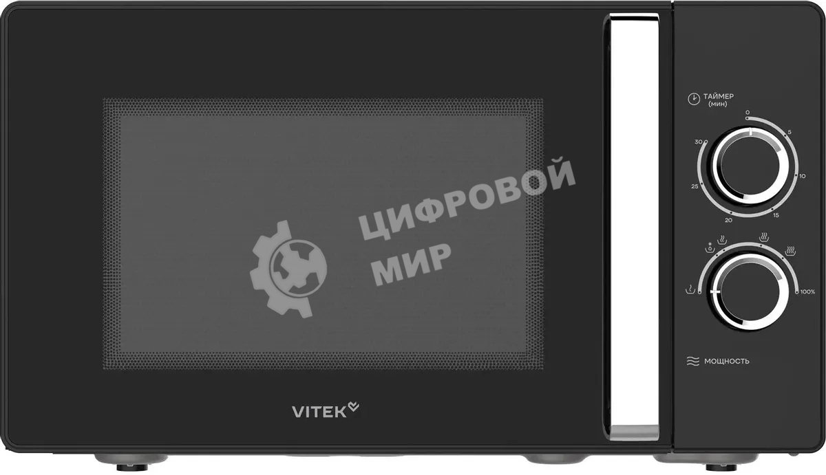 Микроволновая печь Vitek VT-MW1225 черный/хром, 25 л, 900 Вт, переключатели - поворотный механизм
