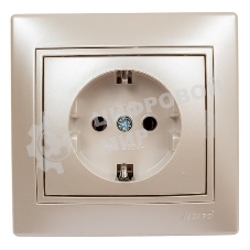 Розетка 1-м СП Мира керам. с заземл. жемчуж. белый перламутр Lezard 701-3030-122