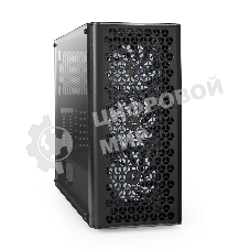Компьютерный корпус Miditower ExeGate EVO-9202 (ATX, без БП, с окном, 1*USB+1*USB 3.0, аудио, 3 вент. 12см с RGb подсветкой)