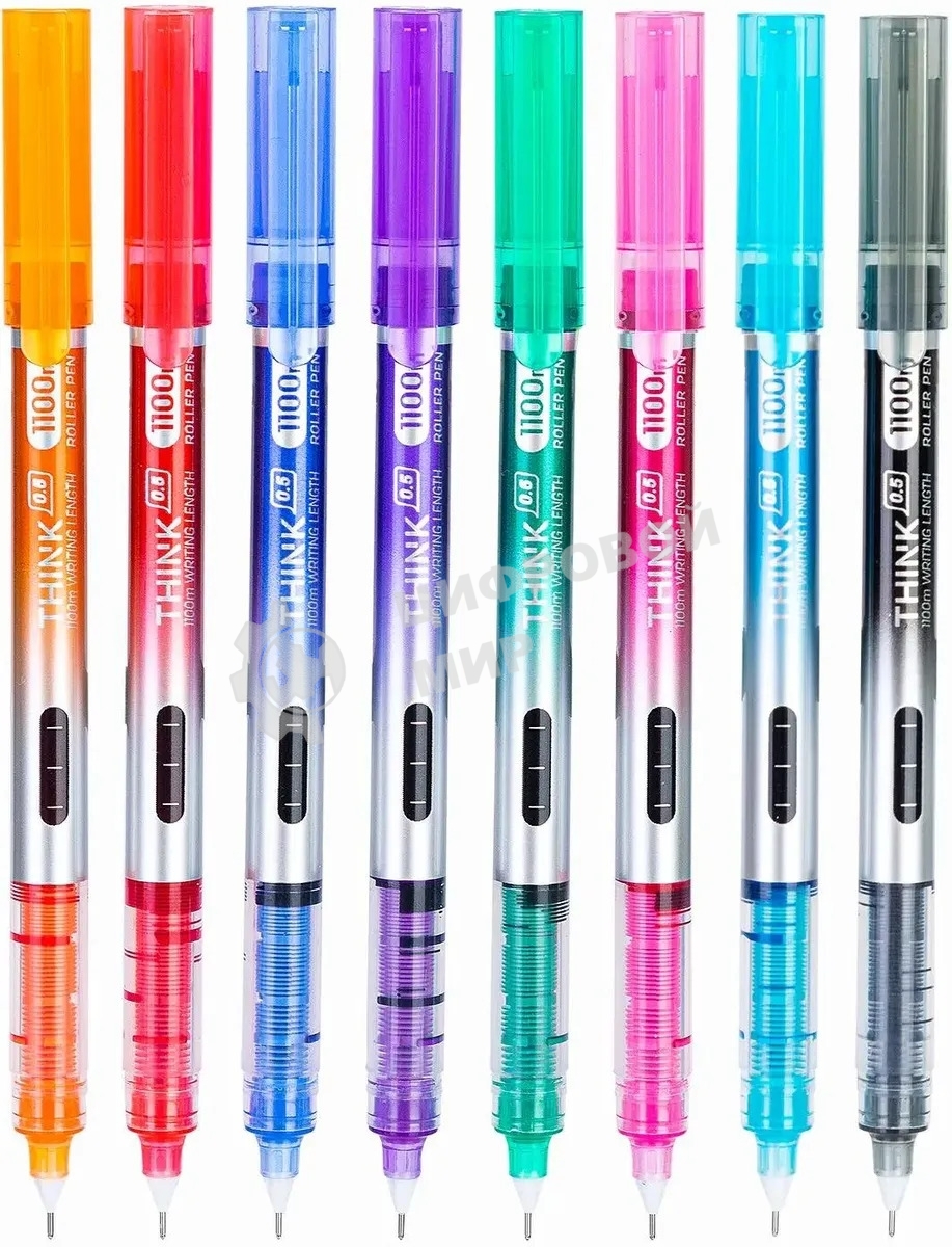 Набор ручек роллер Deli Think EQ300-8C ассорти, d=0.5мм, ассорти чернила (8шт) стреловидный пишущий наконечник