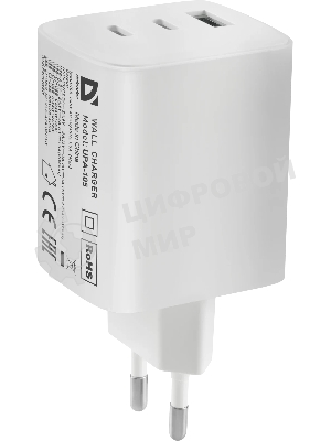 Сетевое зарядное устройство Defender UPA-105 65W, USB A+C+С, белый