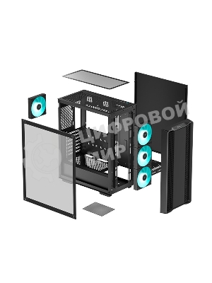 Компьютерный корпус Deepcool CC560 V2 черный без БП ATX 4x120мм 1xUSB 2.0 1xUSB 3.0 audio bott PSU