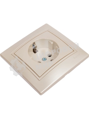 Розетка 1-м СП Мира керам. с заземл. жемчуж. белый перламутр Lezard 701-3030-122