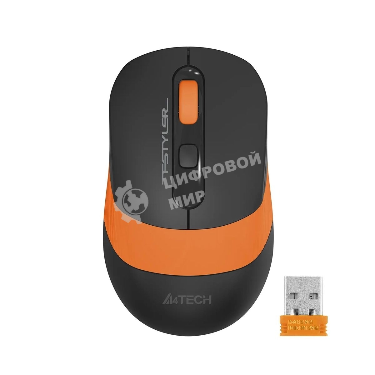 Мышь беспроводная A4Tech Fstyler FG10 черный/оранжевый, 2000 dpi, радиоканал, USB, кнопки - 4