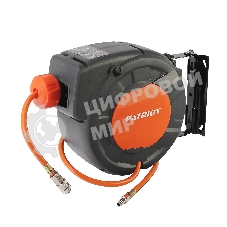 Шланг Patriot 520002430 пневматический армированный на автоматической катушке PHC 10/12 (прямой, ПВС армированный, длина 10 м, диаметр 10х12, раб/макс давление 10/20 бар, мин/макс температура -5/45С, быстросъем рапид, резьба 1/4)