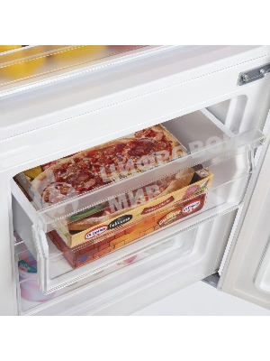 Холодильник Maunfeld MFF144SFW белый глянц. двухкамерный 154/52л морозилка снизу, ручная разморозка