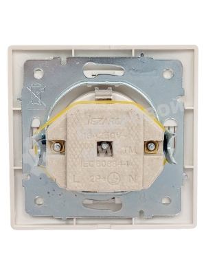 Розетка 1-м СП Мира керам. с заземл. жемчуж. белый перламутр Lezard 701-3030-122